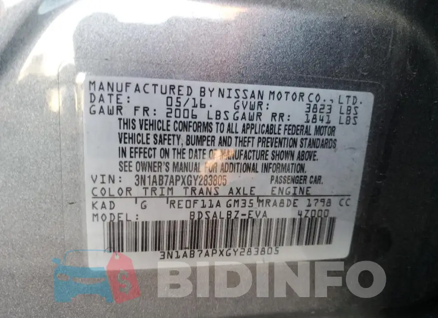 3N1AB7APXGY283805 Photo# 13