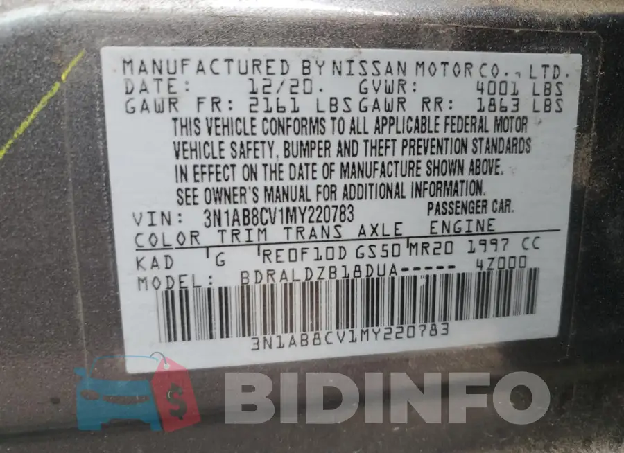 3N1AB8CV1MY220783 Photo# 12