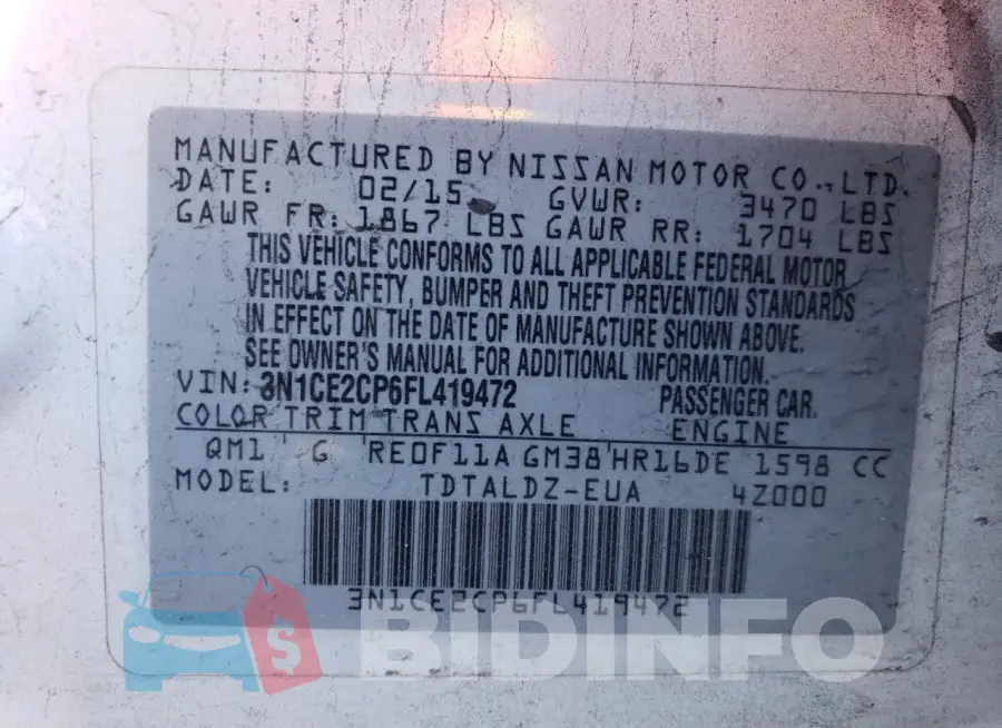 3N1CE2CP6FL419472 Photo# 12