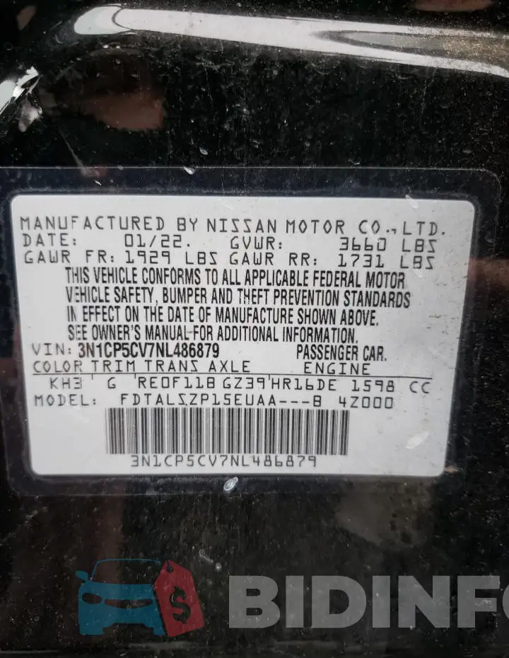 3N1CP5CV7NL486879 Photo# 12