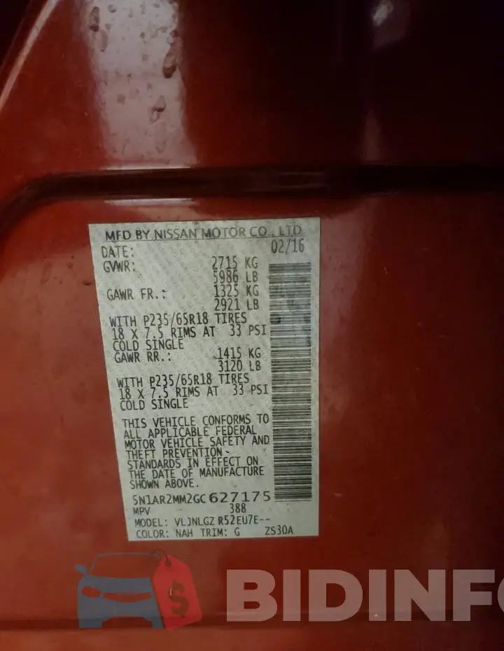 5N1AR2MM2GC627175 Photo# 12
