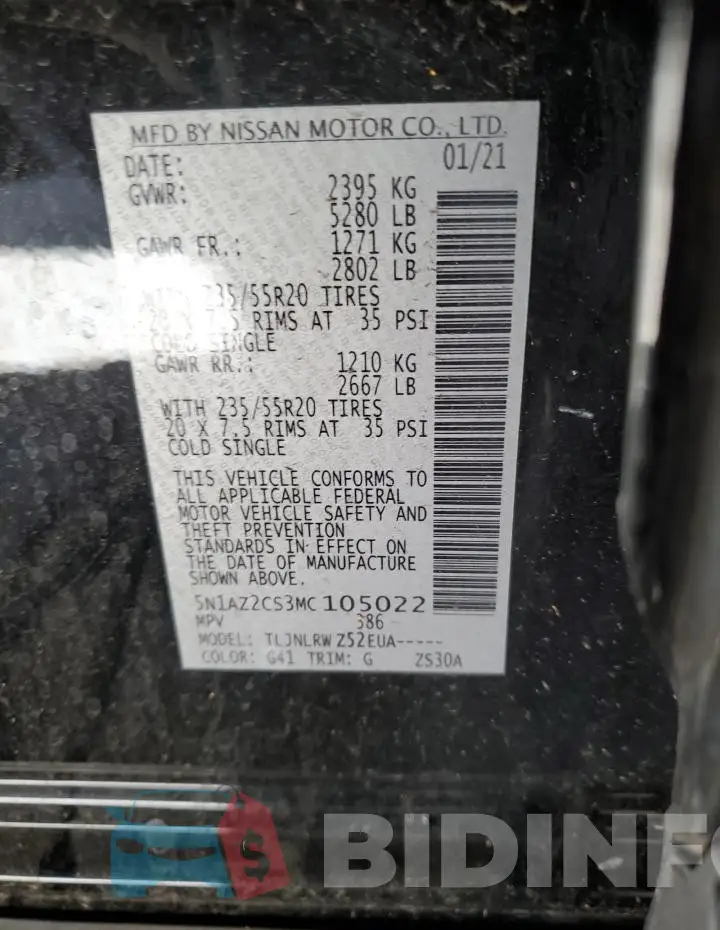 5N1AZ2CS3MC105022 Photo# 12
