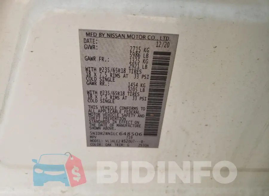 5N1DR2BN1LC648506 Photo# 12