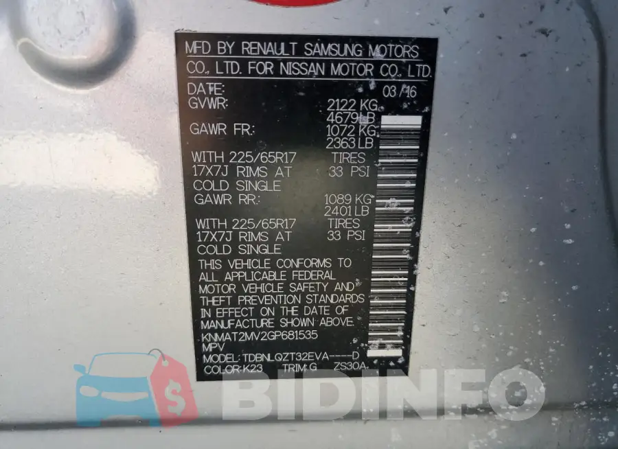 KNMAT2MV2GP681535 Photo# 13