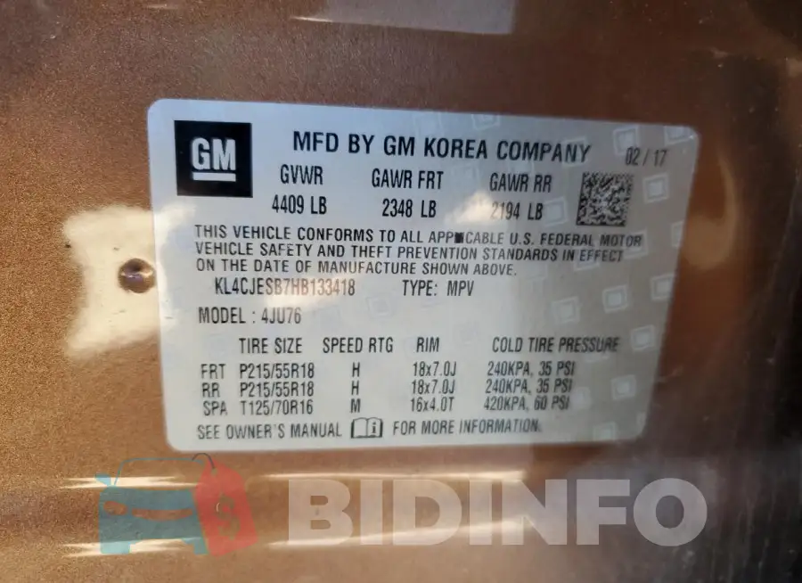 KL4CJESB7HB133418 Photo# 12