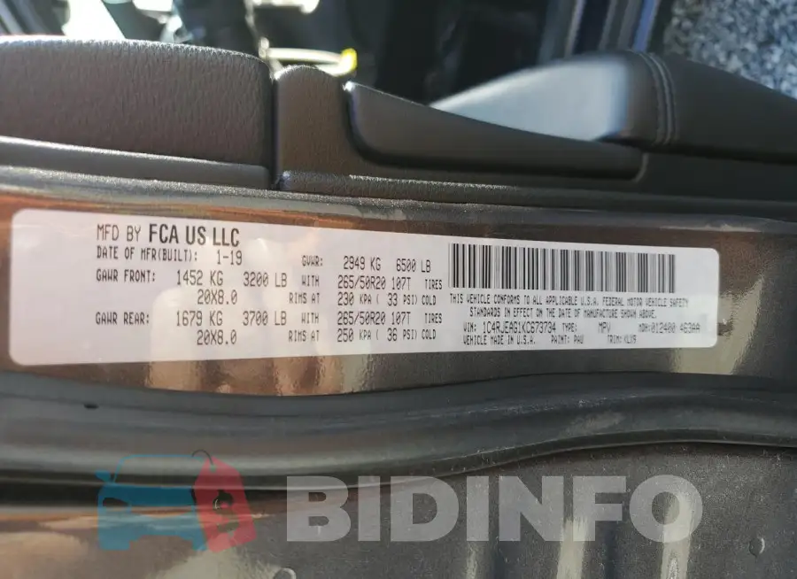 1C4RJEAG1KC673734 Photo# 13