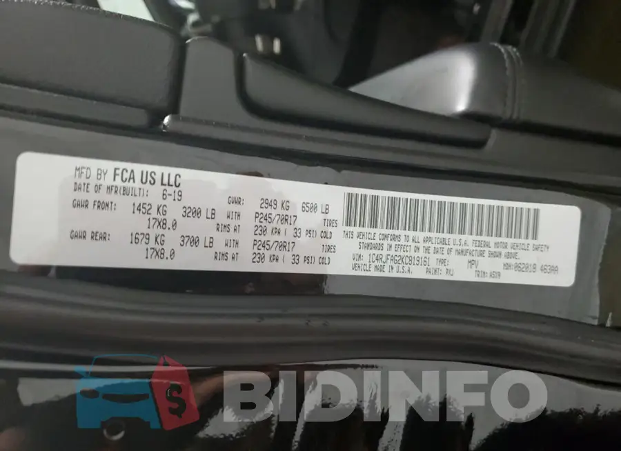1C4RJFAG2KC819161 Photo# 13