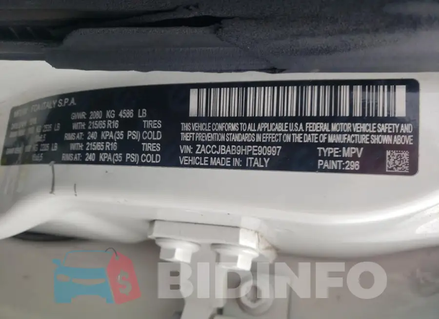 ZACCJBAB9HPE90997 Photo# 12