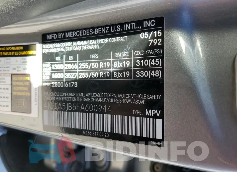 4JGDA5JB5FA600944 Photo# 14