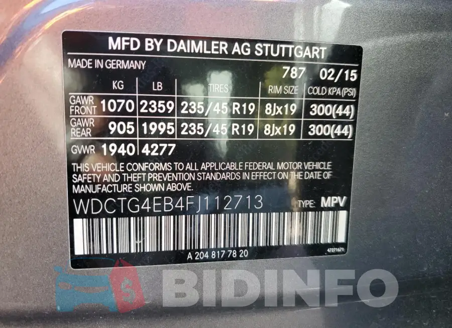 WDCTG4EB4FJ112713 Photo# 13