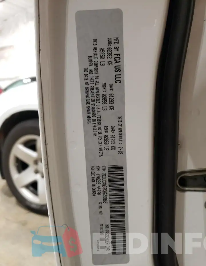 2C3CDXAG7KH658889 Photo# 12