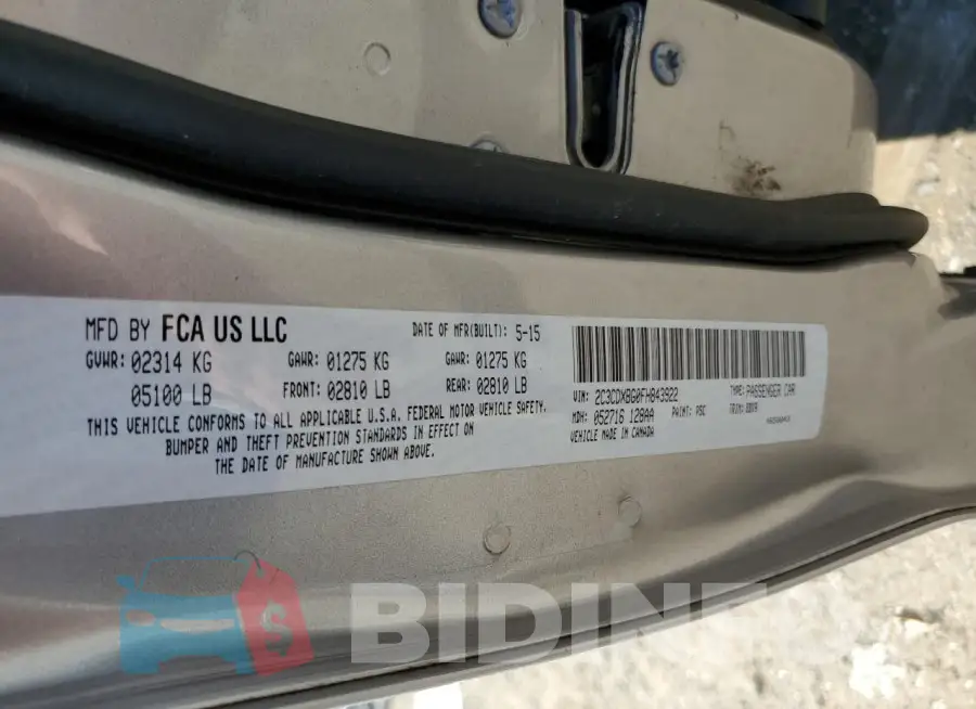 2C3CDXBG0FH843922 Photo# 12
