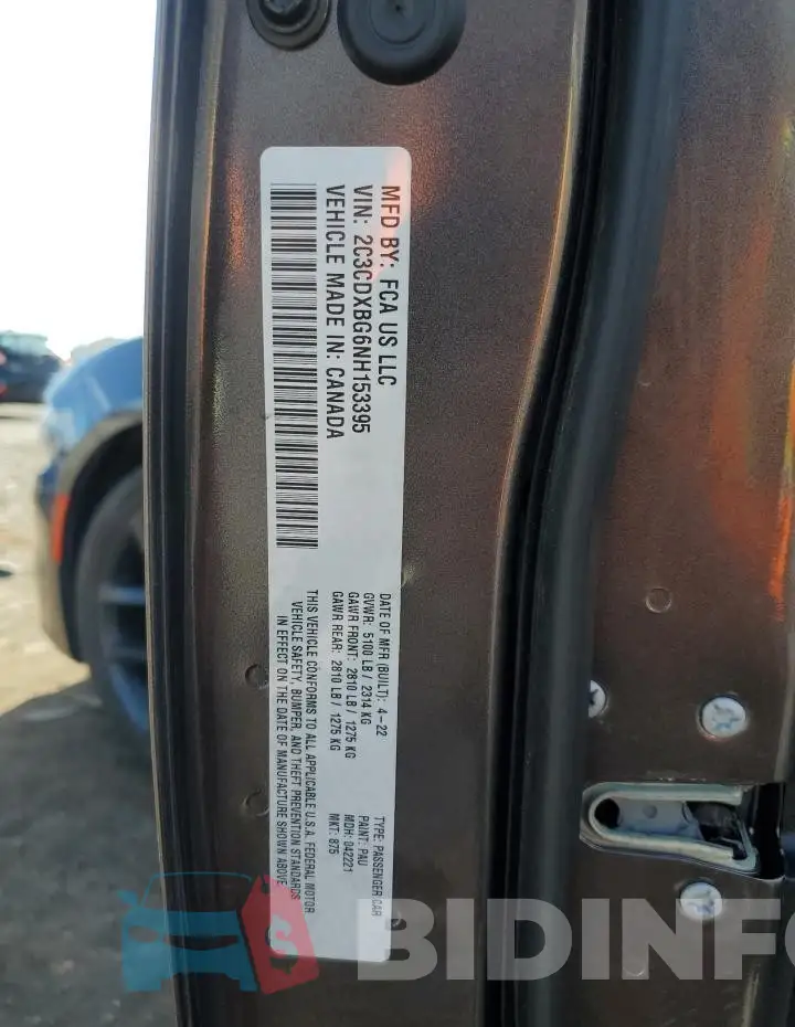 2C3CDXBG6NH153395 Photo# 13