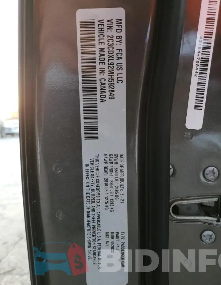2C3CDXL92MH592849 Photo# 13