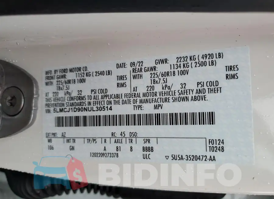 5LMCJ1D90NUL30514 Photo# 12