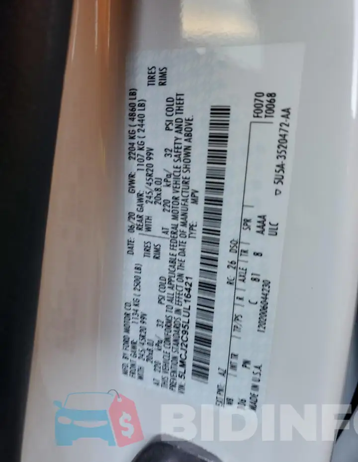 5LMCJ2C95LUL16421 Photo# 14