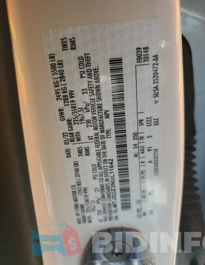 5LMTJ5DZ3NUL11642 Photo# 13