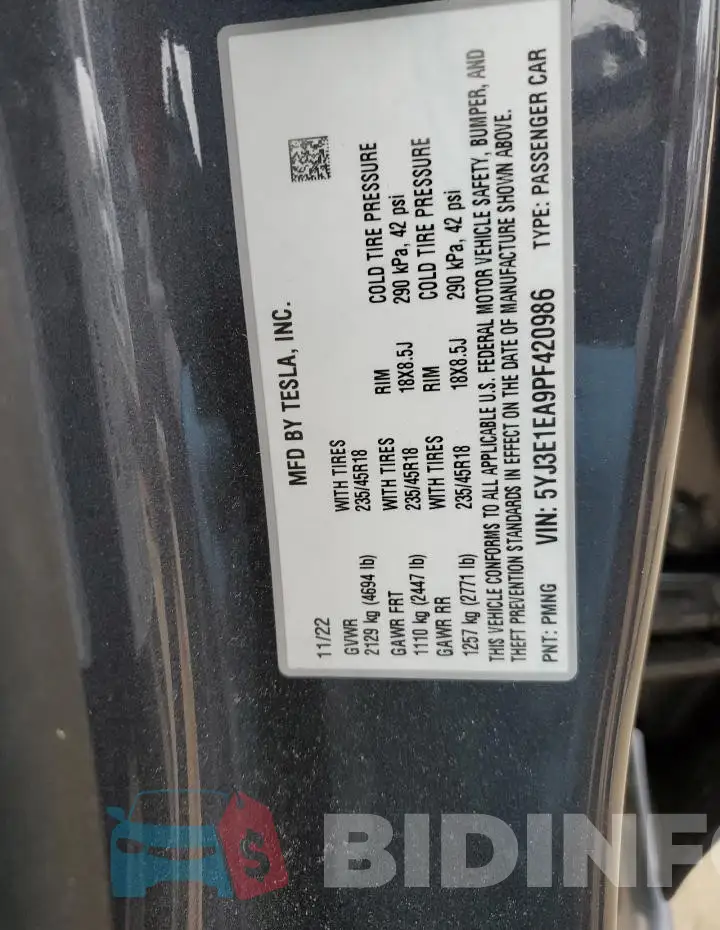 5YJ3E1EA9PF420986 Photo# 13