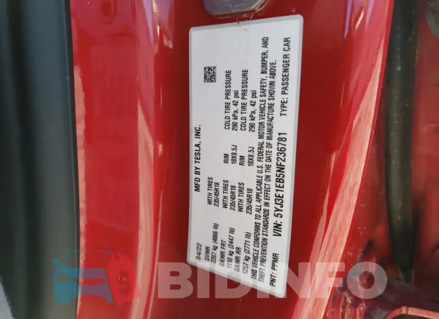 5YJ3E1EB5NF236781 Photo# 12
