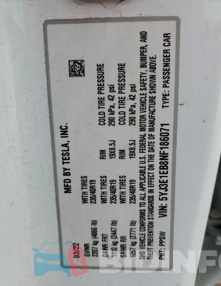5YJ3E1EB8NF186071 Photo# 13