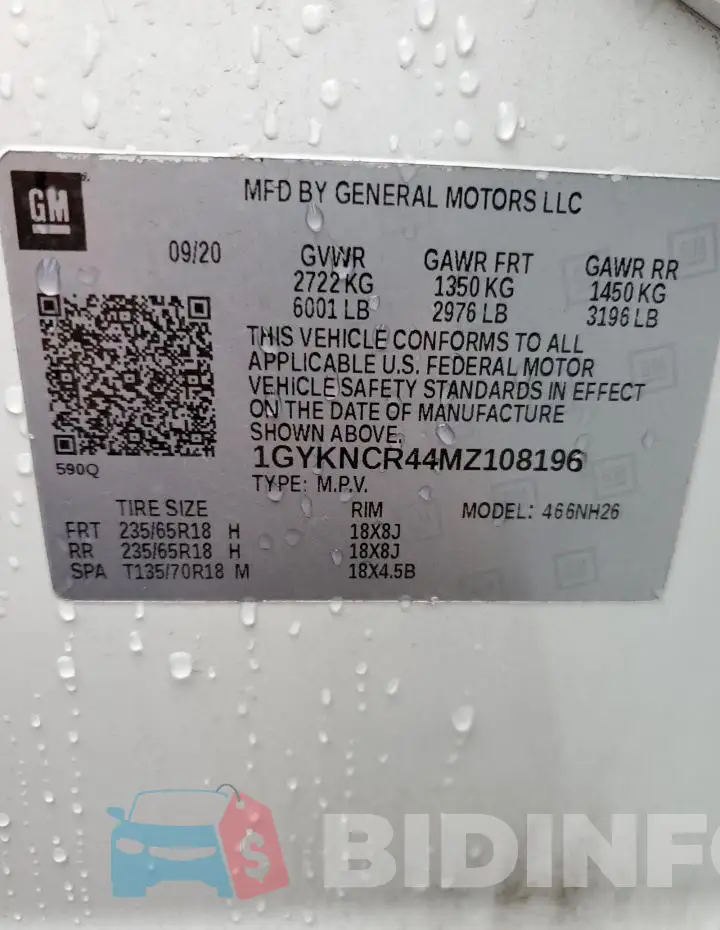 1GYKNCR44MZ108196 Photo# 14