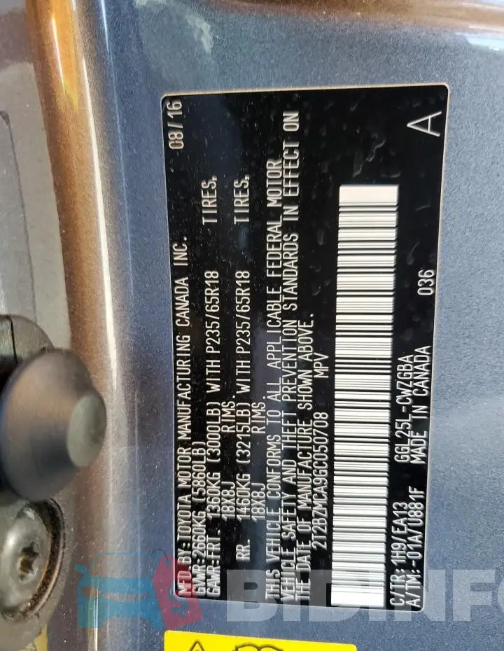 2T2BZMCA9GC050708 Photo# 13