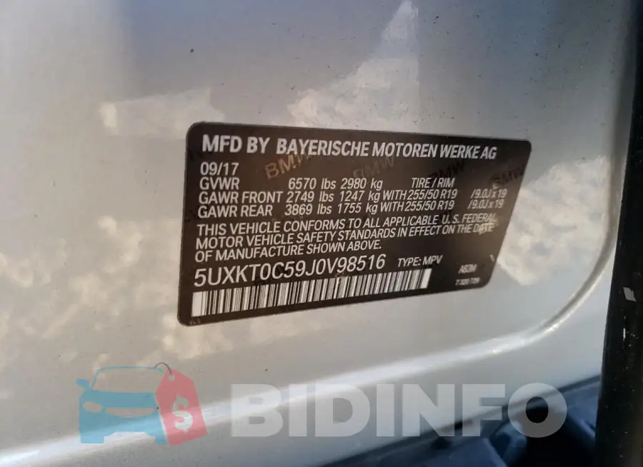 5UXKT0C59J0V98516 Photo# 14