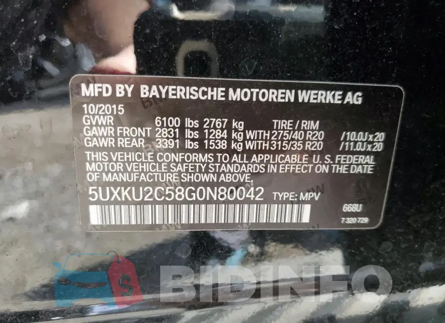 5UXKU2C58G0N80042 Photo# 13