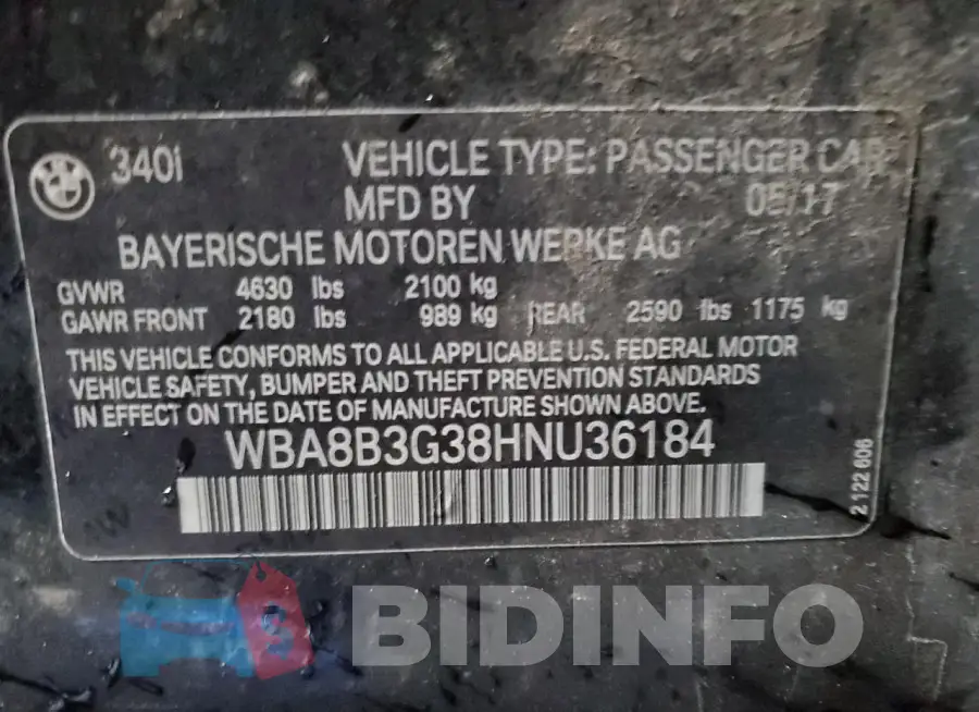 WBA8B3G38HNU36184 Photo# 13