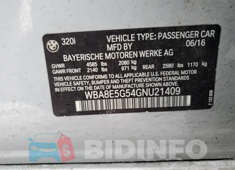 WBA8E5G54GNU21409 Photo# 12