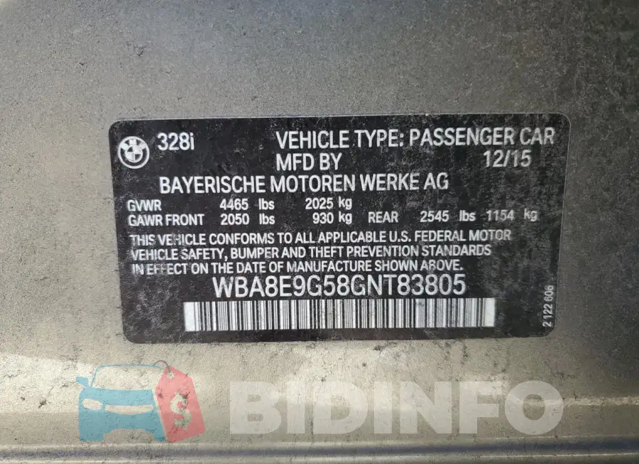 WBA8E9G58GNT83805 Photo# 12