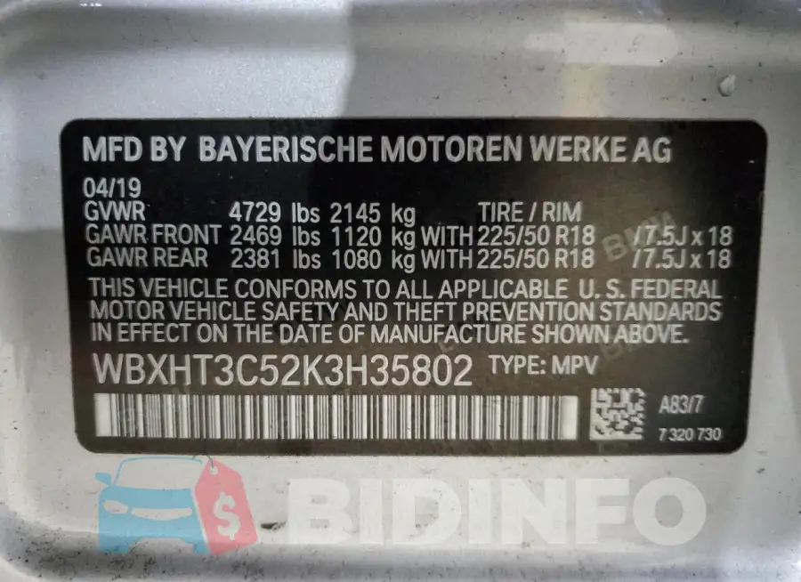 WBXHT3C52K3H35802 Photo# 13