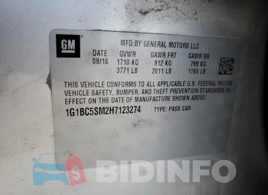 1G1BC5SM2H7123274 Photo# 12