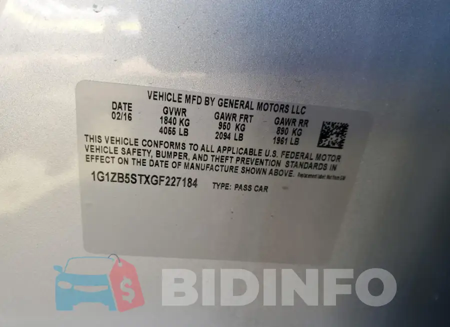 1G1ZB5STXGF227184 Photo# 12