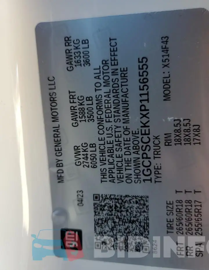 1GCPSCEKXP1156555 Photo# 12
