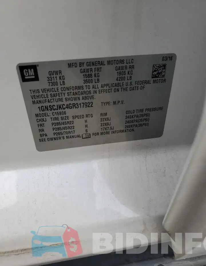 1GNSCJKC4GR317922 Photo# 13