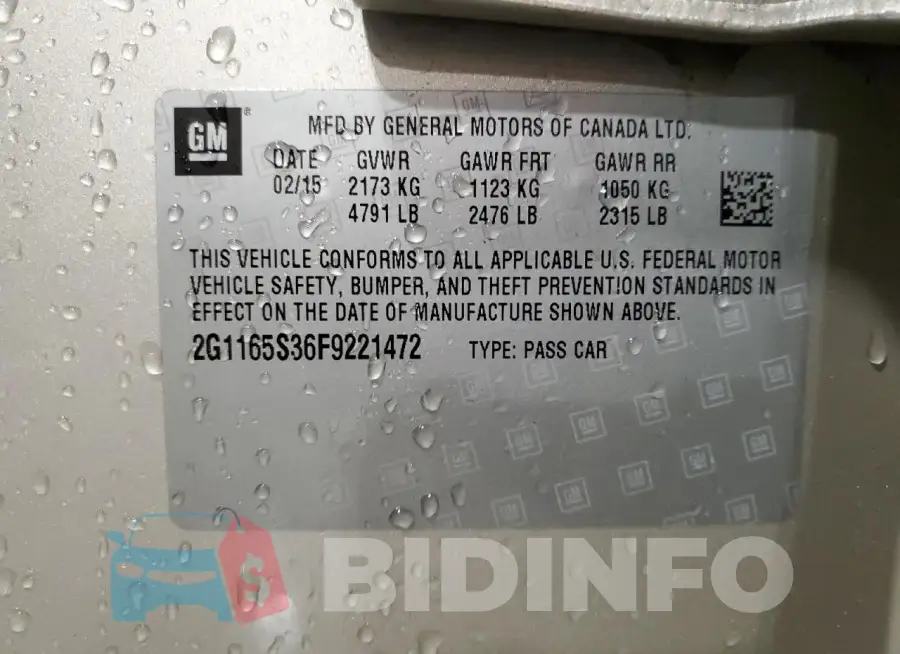 2G1165S36F9221472 Photo# 12