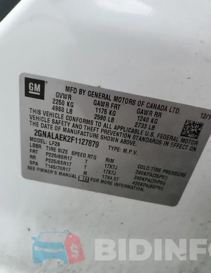 2GNALAEK2F1127879 Photo# 13