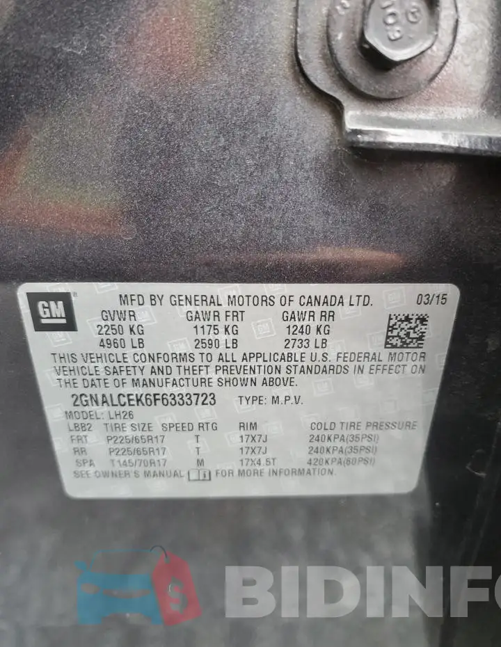 2GNALCEK6F6333723 Photo# 12