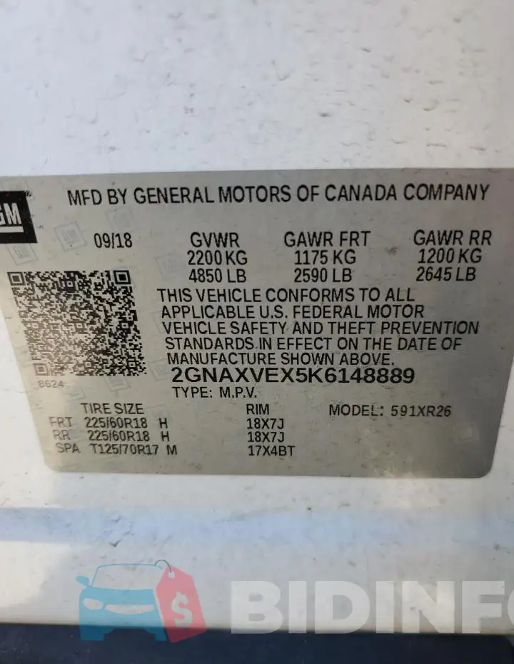 2GNAXVEX5K6148889 Photo# 12