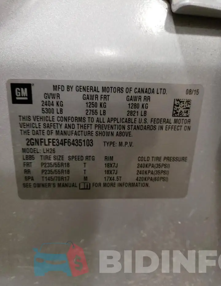 2GNFLFE34F6435103 Photo# 13