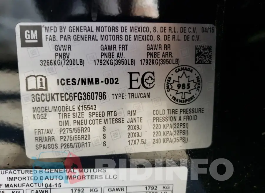 3GCUKTEC6FG360796 Photo# 12