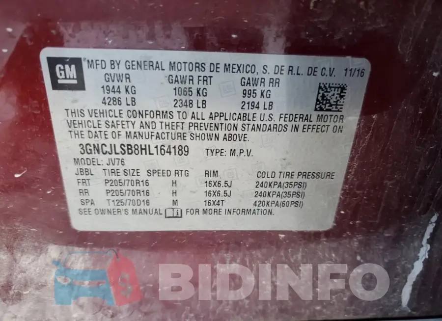 3GNCJLSB8HL164189 Photo# 12