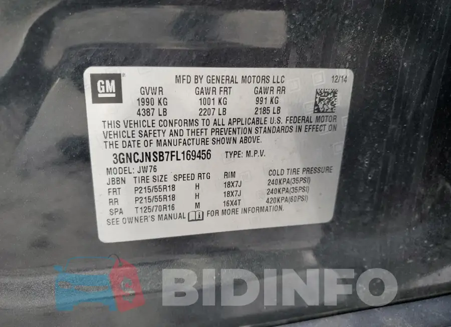 3GNCJNSB7FL169456 Photo# 12