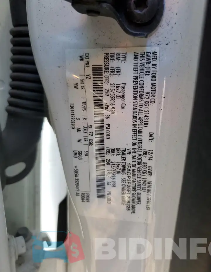 1FADP3F25FL206225 Photo# 12