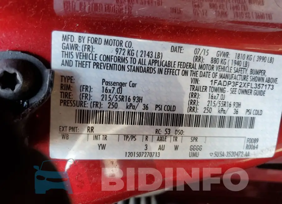 1FADP3F2XFL357173 Photo# 12