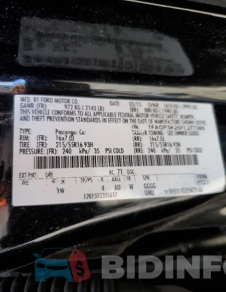 1FADP3K25FL277365 Photo# 12