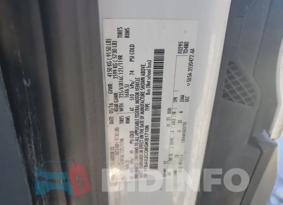 1FBAX2CG8GKB17106 Photo# 13