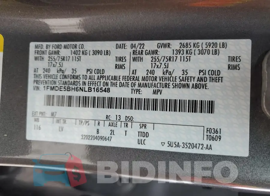 1FMDE5BH6NLB16548 Photo# 12