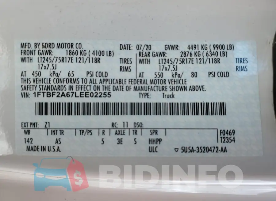 1FTBF2A67LEE02255 Photo# 12